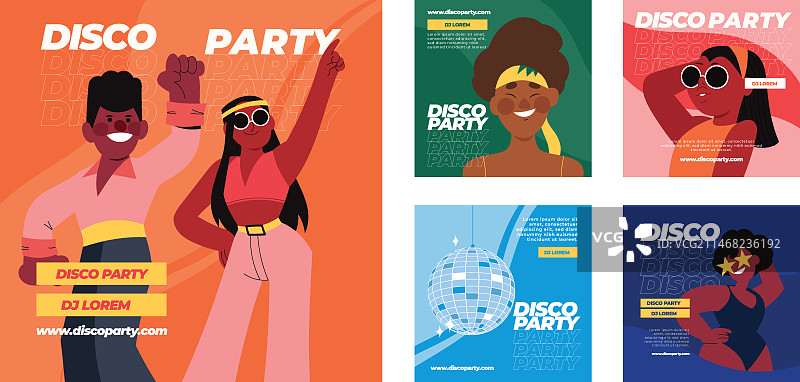 手绘迪斯科派对Instagram帖子图片素材