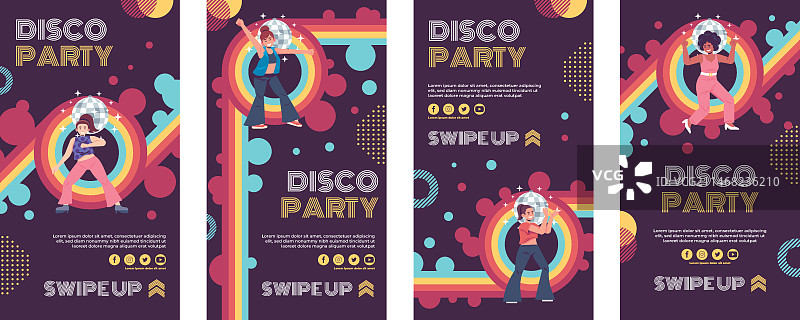 手绘迪斯科派对社交媒体模板图片素材