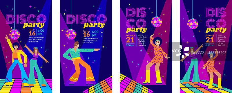 扁平风格复古迪斯科派对Instagram快拍图片素材