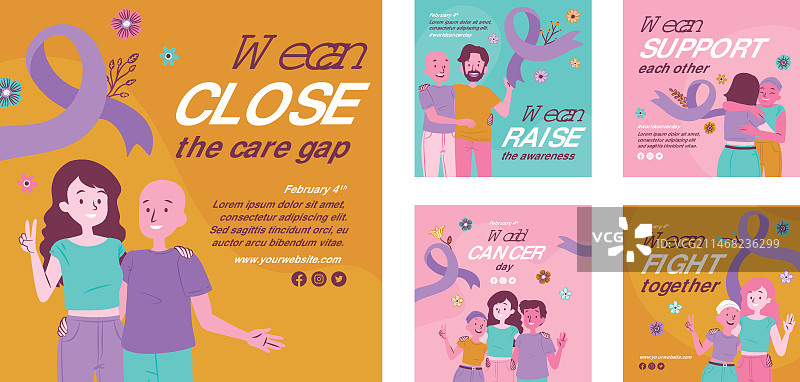 世界癌症日宣传Instagram帖子合集图片素材