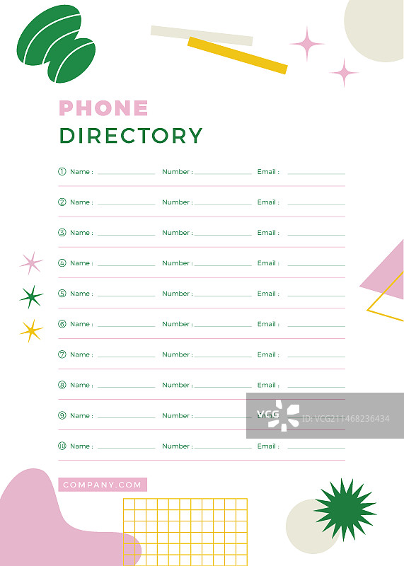 扁平风格的电话簿模板图片素材