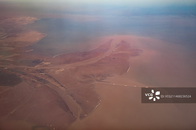 航拍黄河出海口图片素材