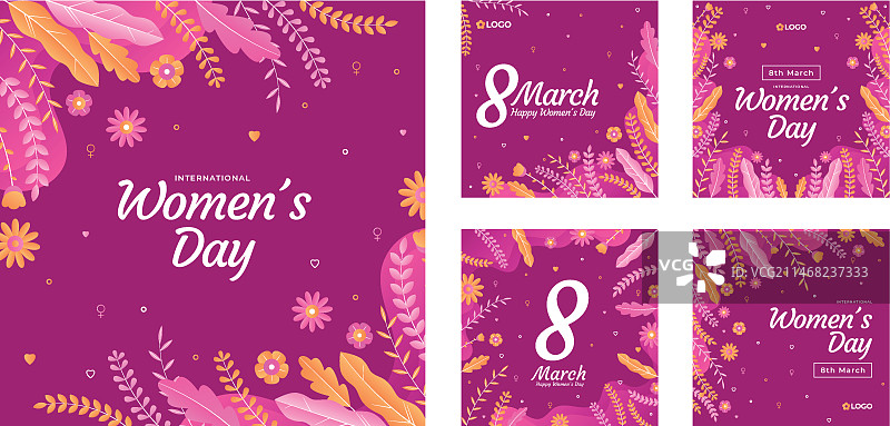 渐变国际妇女节Instagram帖子合集图片素材