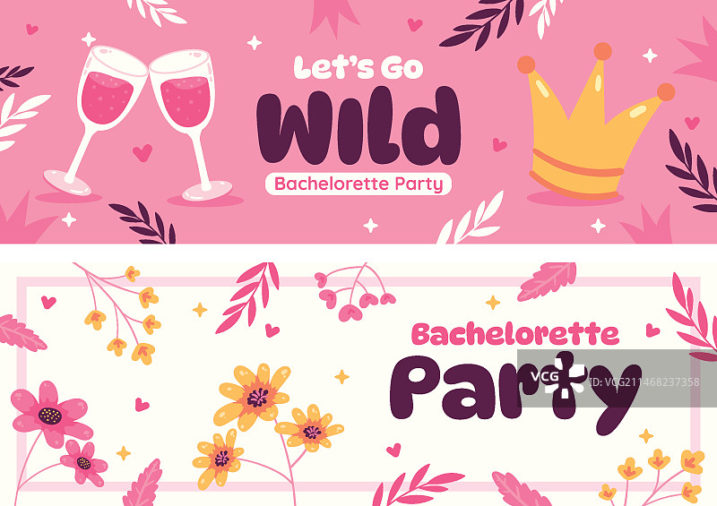 手绘单身女子派对横幅图片素材