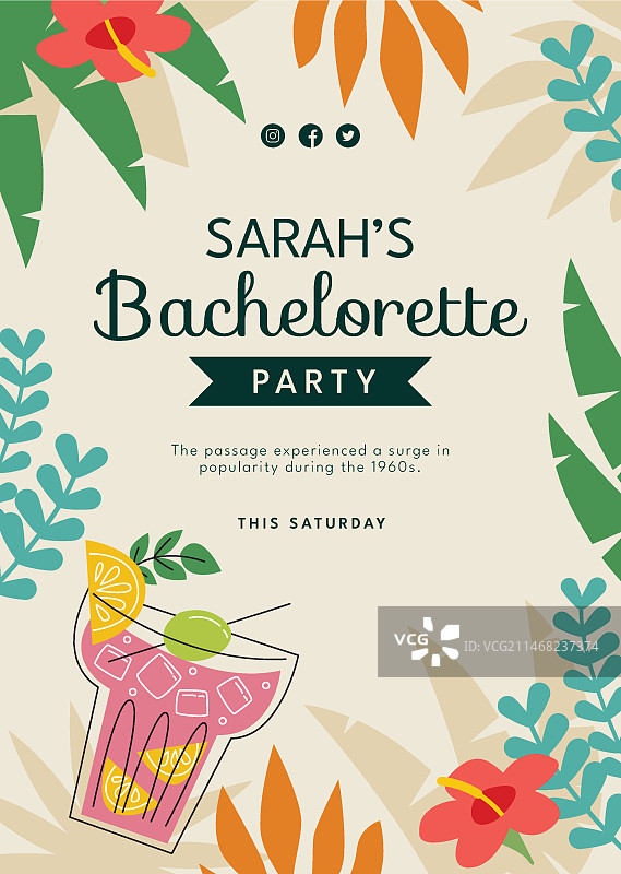 手绘单身女子派对海报图片素材