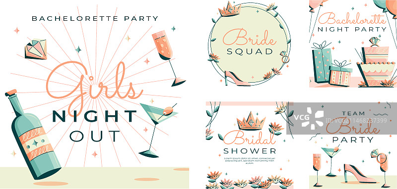 手绘单身派对Instagram帖子模板图片素材