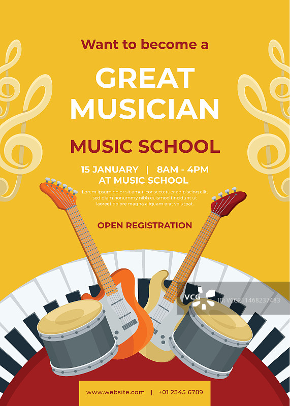 手绘音乐学校海报模板图片素材