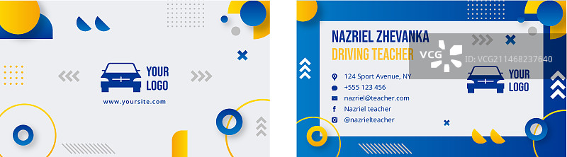 渐变驾校双面横版名片模板图片素材