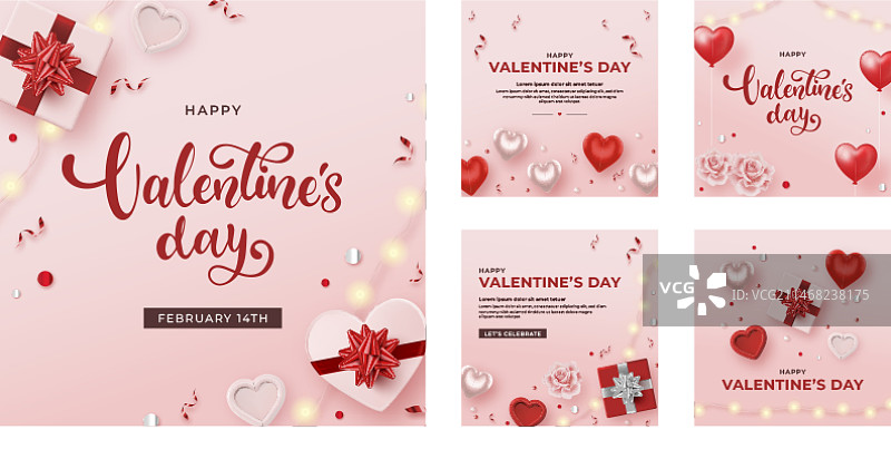 情人节庆祝活动Instagram帖子合集图片素材