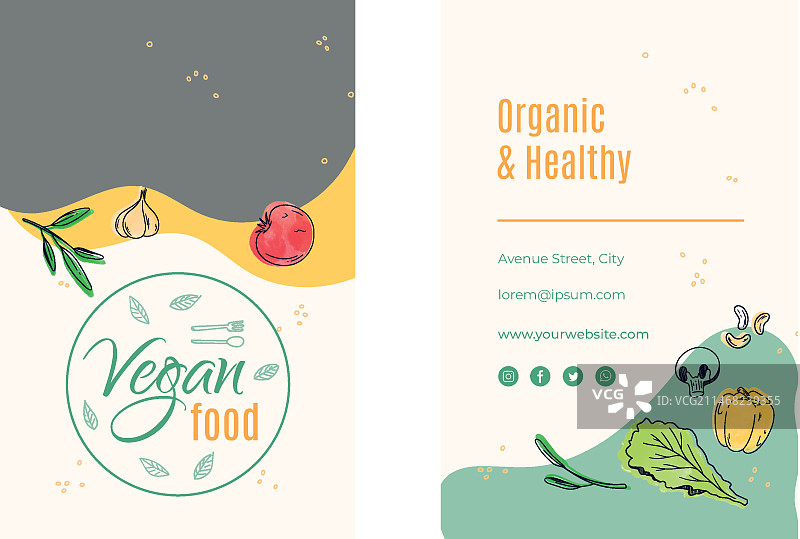 纯素食品名片模板图片素材