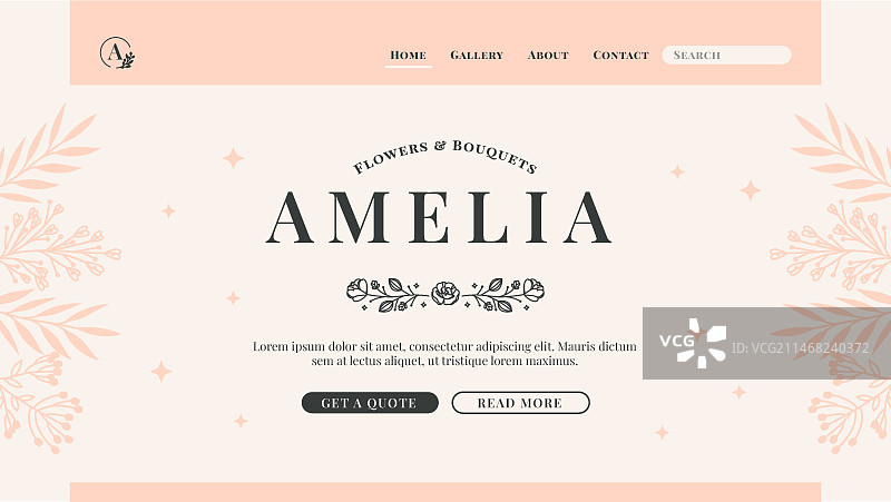 鲜花店着陆页模板图片素材