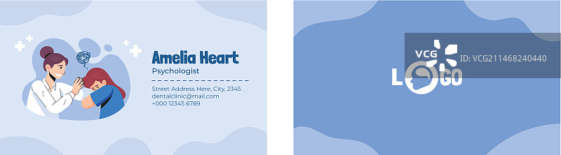 扁平心理医生横版名片模板图片素材