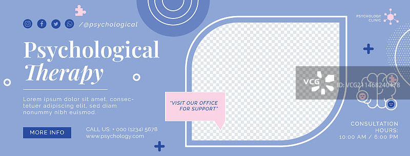 扁平风心理学家社交媒体封面模板图片素材