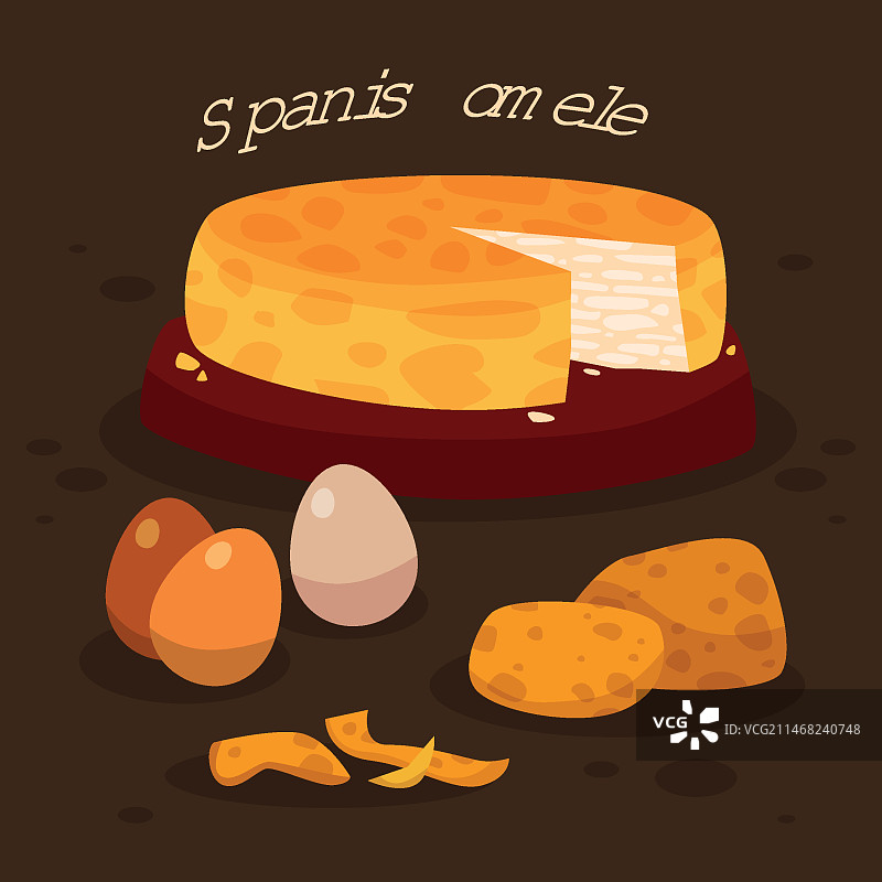 手绘西班牙土豆饼插画图片素材