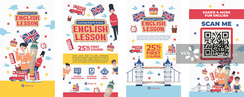 扁平风格英语课程Instagram快拍合集图片素材
