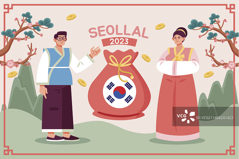 扁平风春节插画图片素材