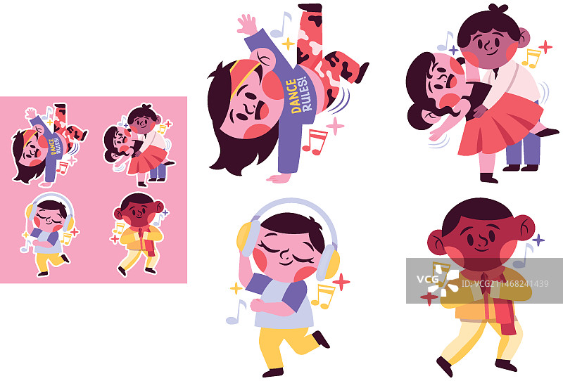 儿童舞蹈贴纸合集图片素材