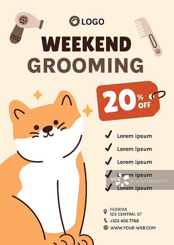 手绘宠物美容海报设计图片素材