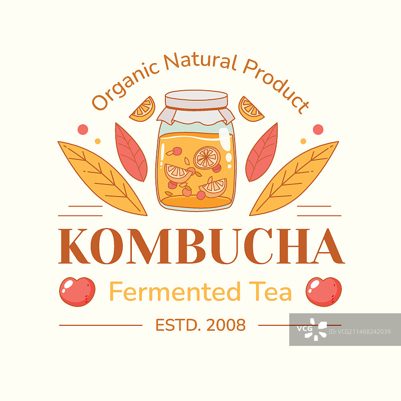 手绘康普茶标志模板图片素材