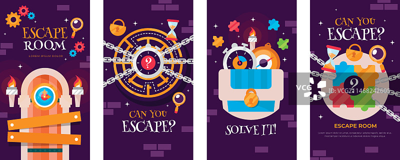 扁平风格密室逃脱Instagram快拍图片素材