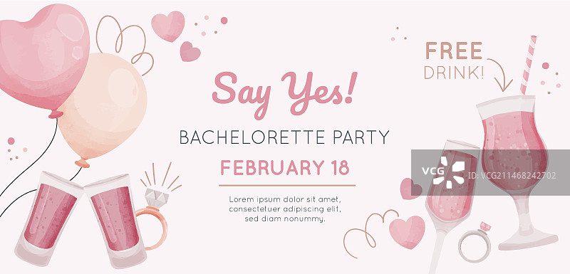 水彩单身派对横幅图片素材