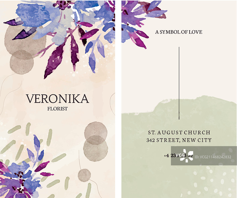 花店概念竖版名片模板图片素材