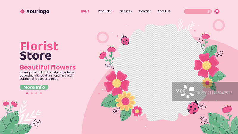 花店主题着陆页模板图片素材