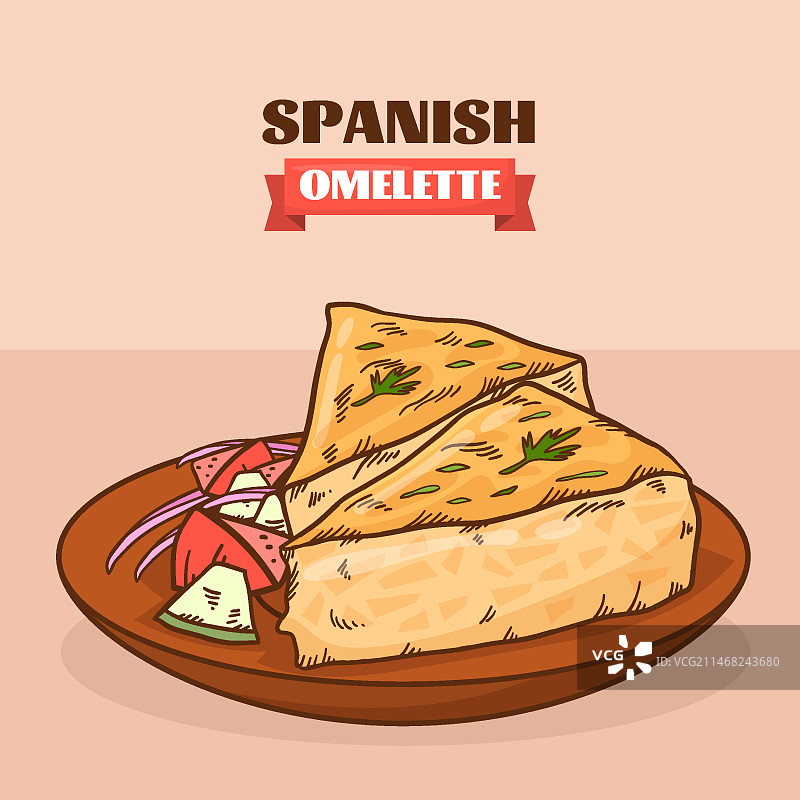 西班牙土豆饼插画图片素材