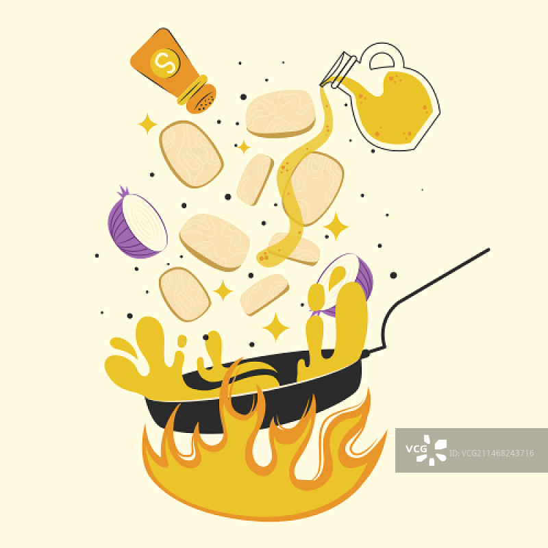 西班牙土豆饼插画图片素材