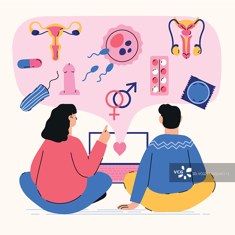 手绘性教育插图图片素材