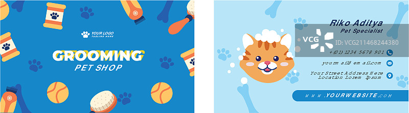 手绘宠物美容名片设计图片素材