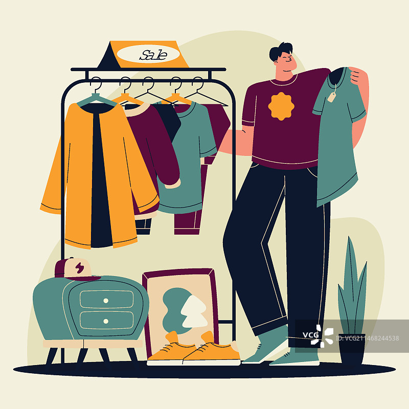 手绘旧货店插画图片素材