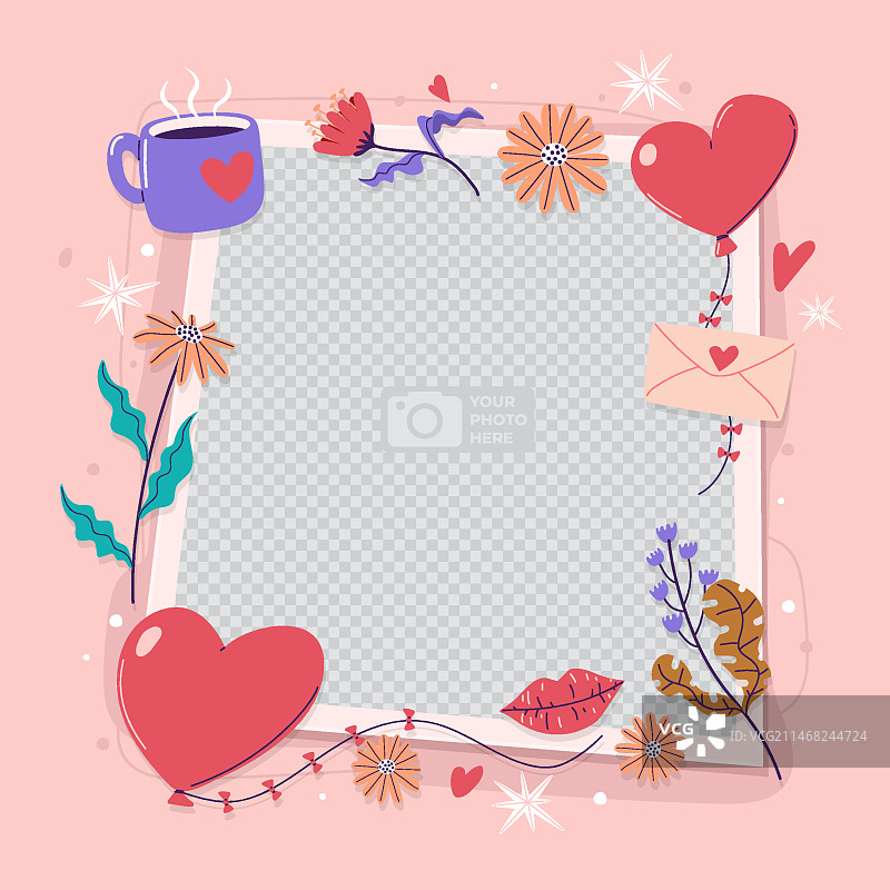 扁平风爱情相框模板图片素材