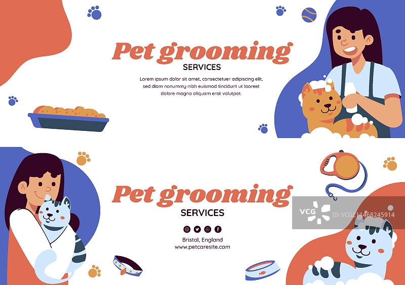 手绘宠物美容横幅banner图片素材