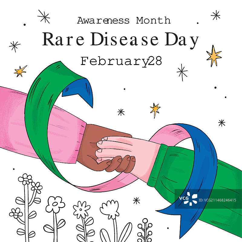 手绘插画 - 罕见病日图片素材