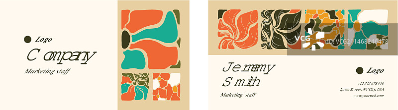 手绘花店职位横版名片图片素材