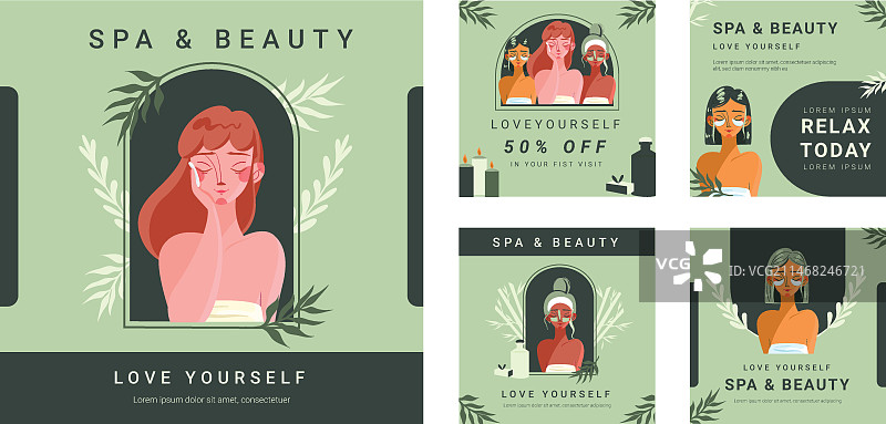 水疗与美容Instagram帖子模板图片素材