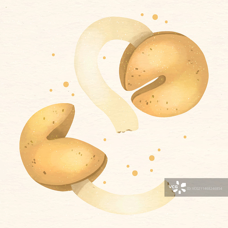 水彩幸运饼插画图片素材