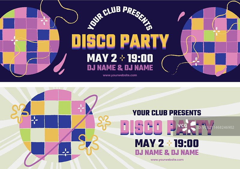 手绘抽象迪斯科派对横幅图片素材