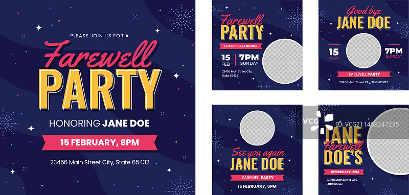 扁平风格欢送派对Instagram帖子图片素材