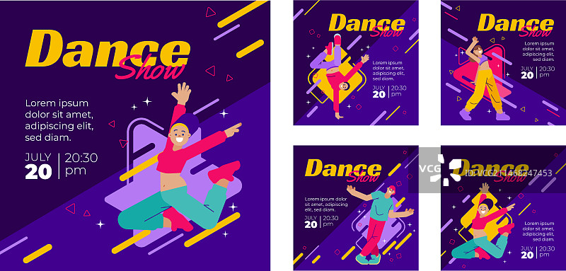 扁平风格舞蹈表演Instagram帖子图片素材