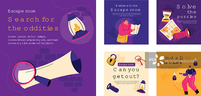 手绘密室逃脱Instagram帖子图片素材