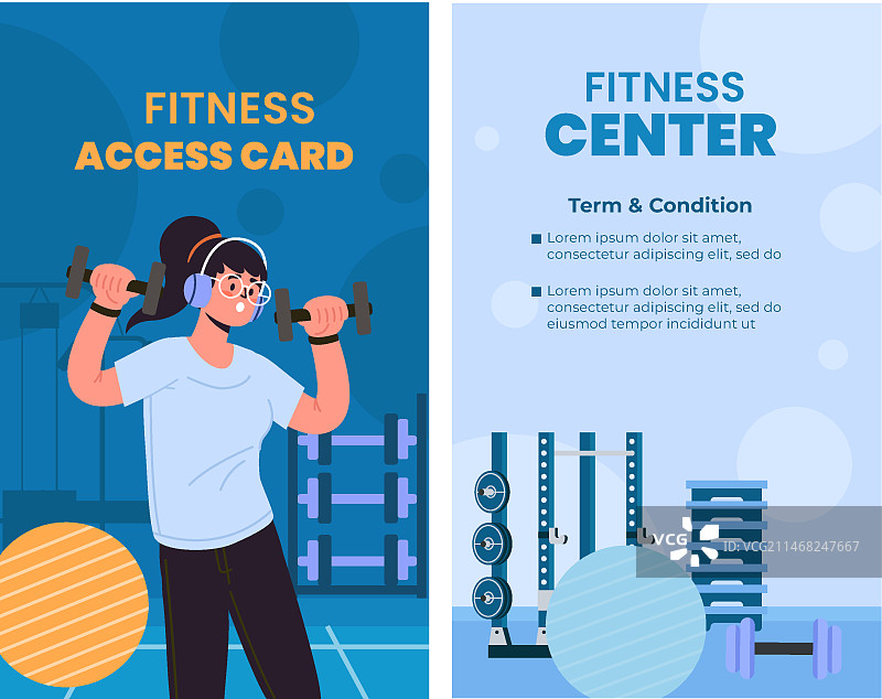 扁平风格健身中心模板图片素材