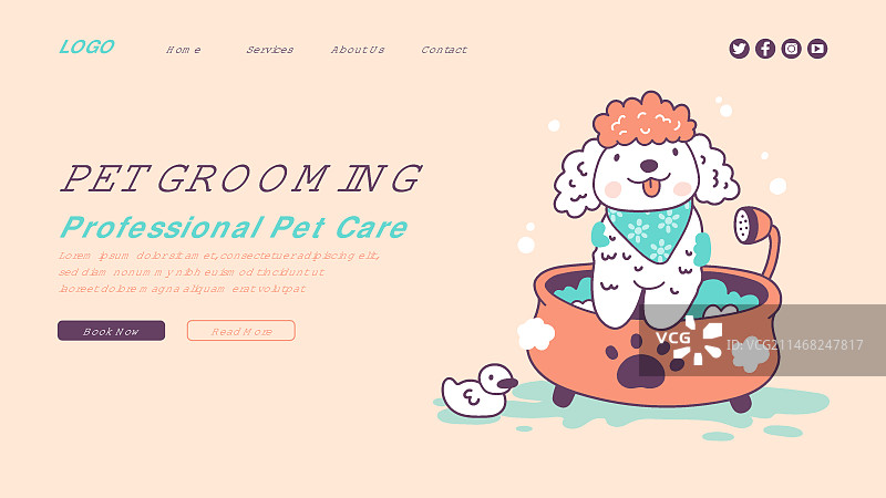 扁平风格宠物美容宣传单图片素材