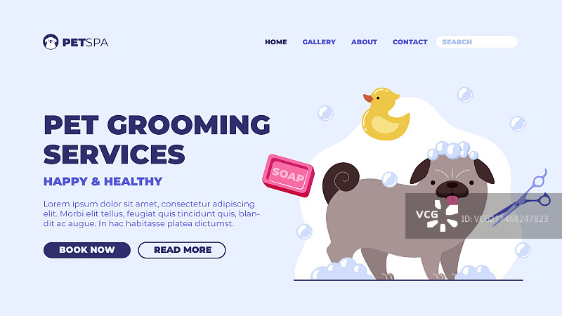 扁平风格宠物美容宣传单图片素材