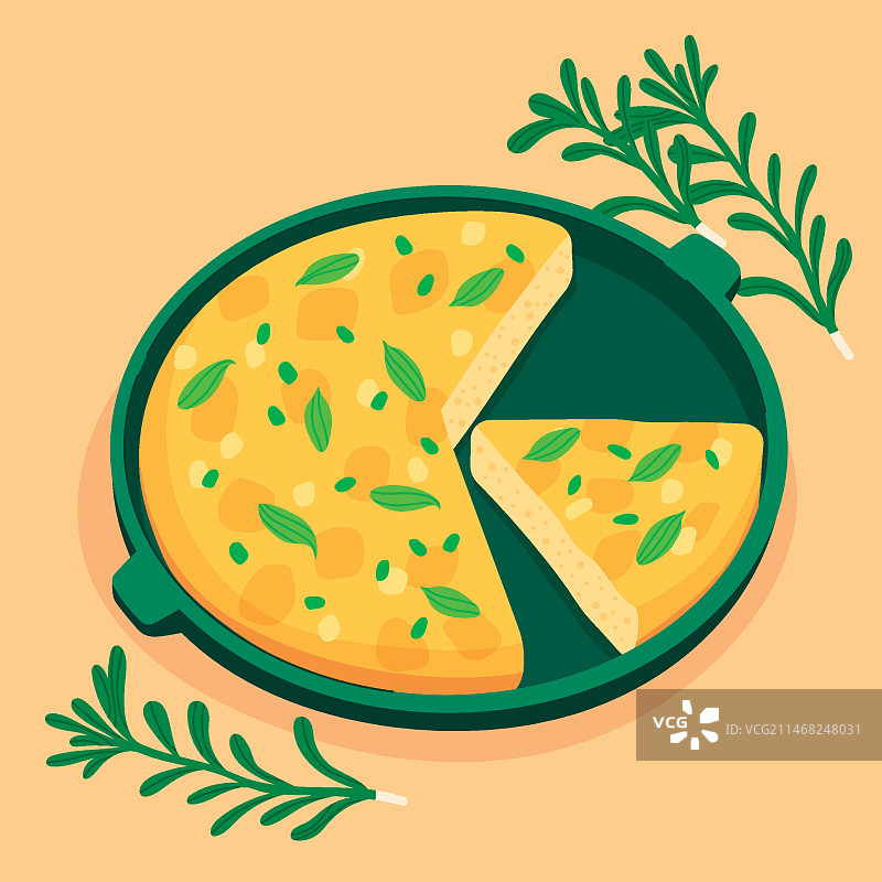 手绘西班牙土豆饼插画图片素材