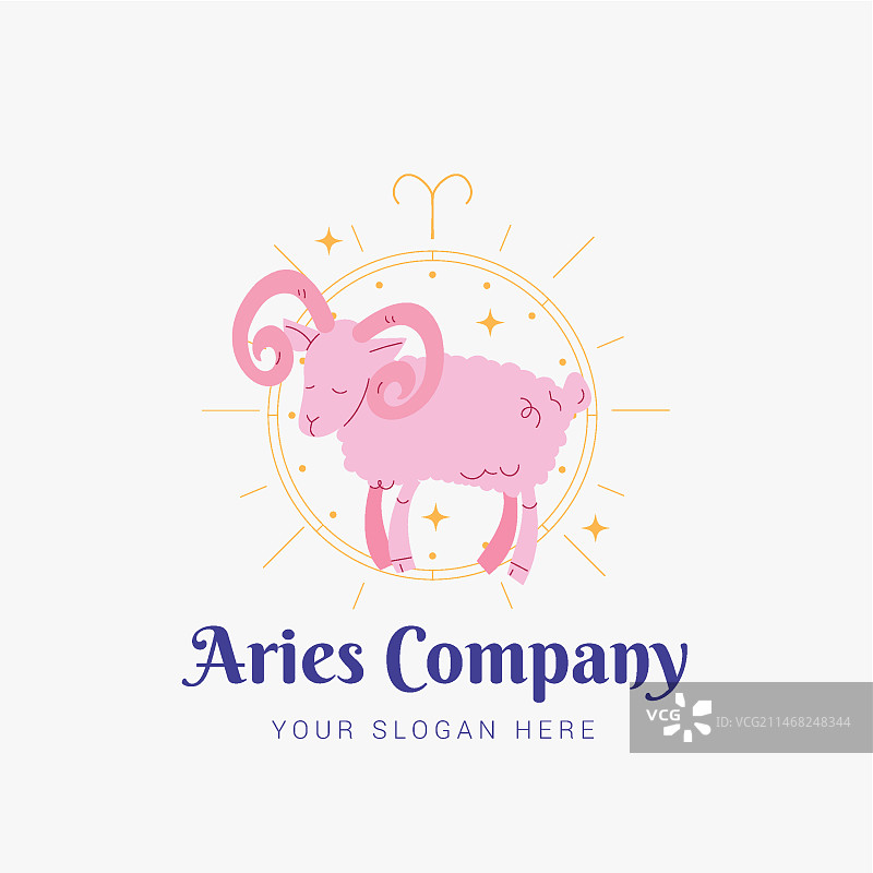 手绘扁平风格白羊座标志图片素材