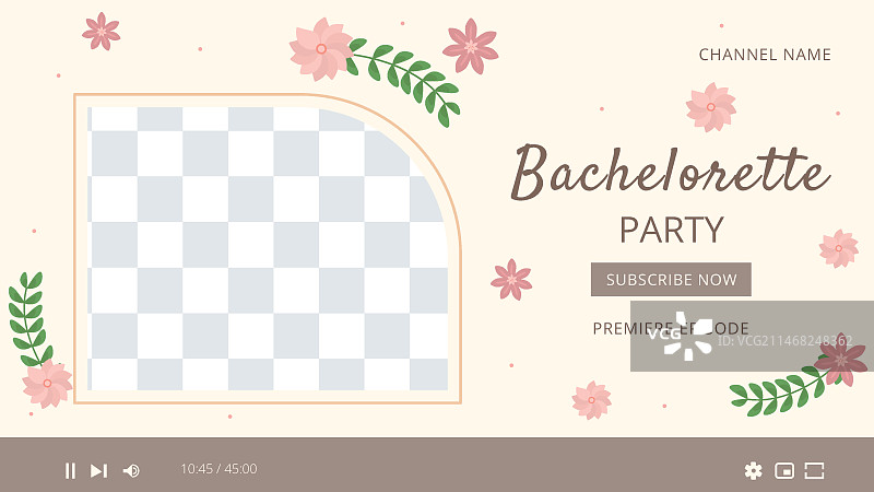 扁平风格单身派对YouTube缩略图图片素材