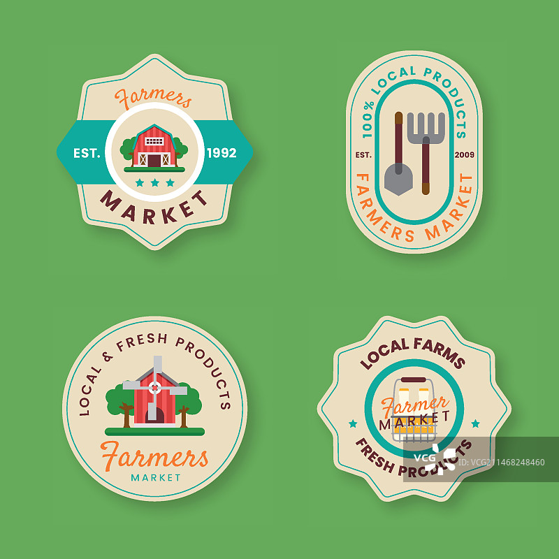 手绘扁平风格农贸市场标志图片素材