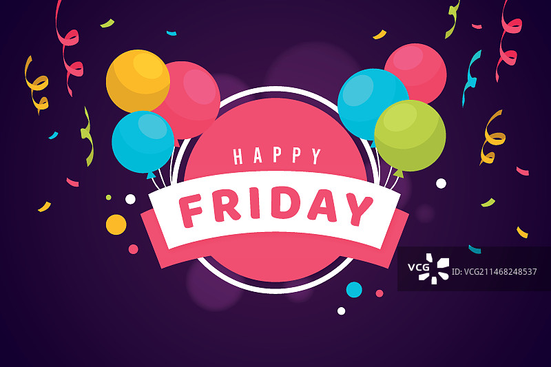 带有气球和彩纸屑的星期五背景图片素材